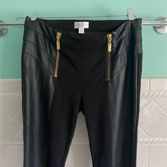 Bisou Bisou Half Leather Leggings Gold Zippers - Picture 7 of 8